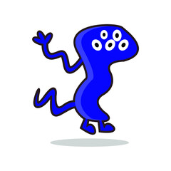 monster illustration character, monster with five blue eyes
