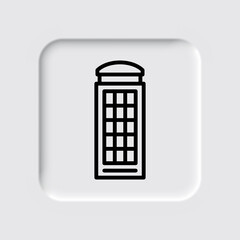 Phone booth simple icon. Flat desing. Neumorphism design.ai
