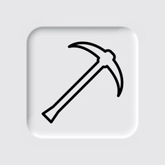 Pickaxe simple icon. Flat desing. Neumorphism design.ai