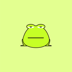 animal cartoon illustration. frog illustration with flat expression