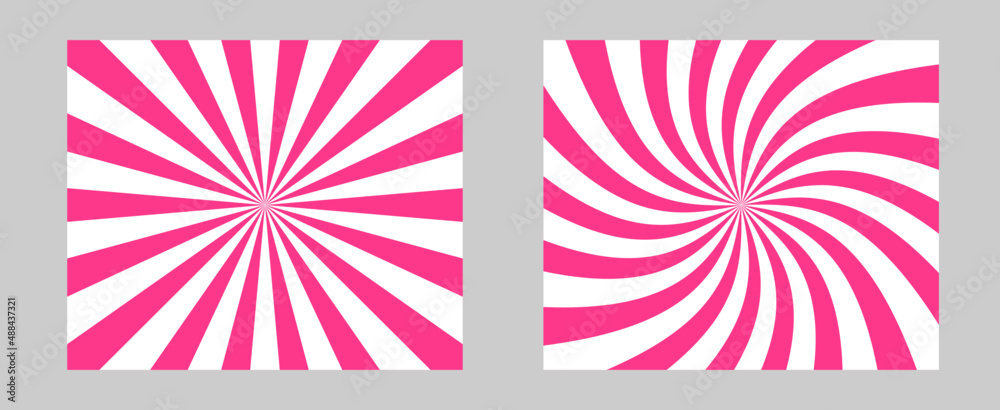 Poster solar explosion sun burst effect. vector sunburst wallpaper. pink rose color burst set of 2 sun rays