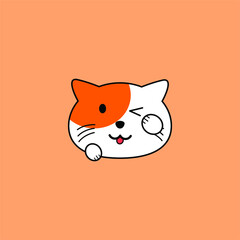 Obraz premium animal cartoon illustration. illustration of a cat with a cute expression