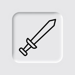 Sword simple icon. Flat desing. Neumorphism design.ai