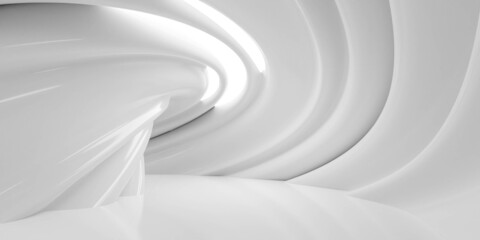 Naklejka premium white curvy futuristic interior tunnel hallway studio 3d render illustration