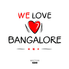 Creative Bangalore text, Can be used for stickers and tags, T-shirts, invitations, vector illustration.