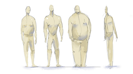 architectural watercolor sketch of people