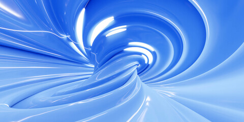 abstract blue glossy curvy twisted geometric shape background with reflections 3d render illustration