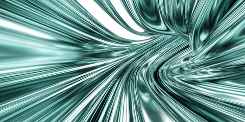 Obraz premium bright petrol blue metallic tunnel twist whirl vortex background 3d render illustration