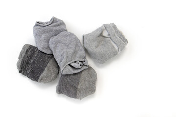 short gray socks isolated on white background