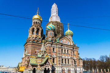 Fototapeta na wymiar Church of the Savior on Spilled Blood in Saint Petersburg, a popular landmark of Saint Petersburg for tourists.