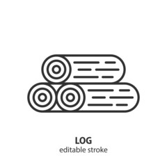 Stack of logs line icon. Vector symbol of logging. Editable stroke.