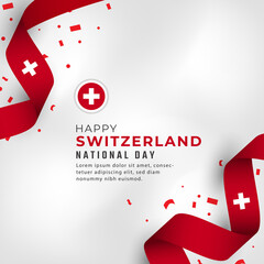 Fototapeta premium Happy Switzerland National Day August 1st Celebration Vector Design Illustration. Template for Poster, Banner, Advertising, Greeting Card or Print Design Element