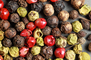 Pepper mix. Black, red and green peppercorns. 