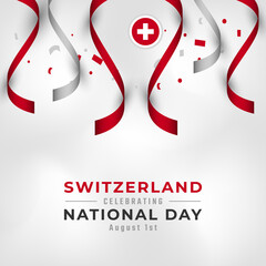 Happy Switzerland National Day August 1st Celebration Vector Design Illustration. Template for Poster, Banner, Advertising, Greeting Card or Print Design Element