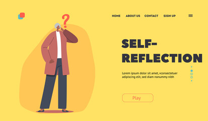 Brain Geriatric Illness Landing Page Template. Old Pensive Grandmother Character Trying to Remember smth, Alzheimer