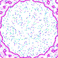 Frame for postcard design. Multi-colored small confetti on a white background.