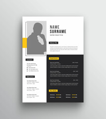 Yellow and dark black color professional resume design | Modern resume template
