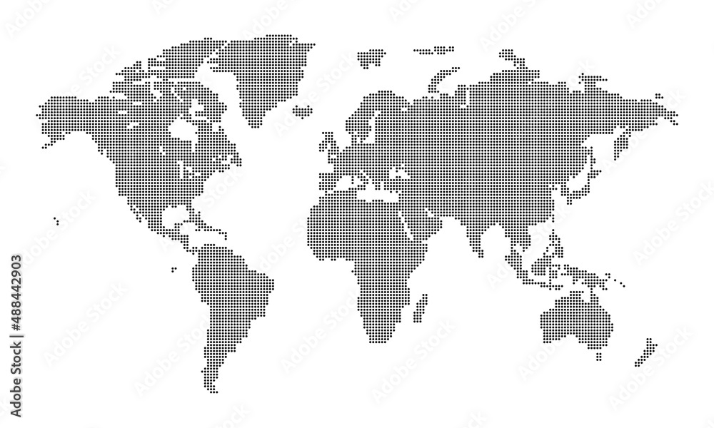 Wall mural world map formed by dots. dotted earth map.