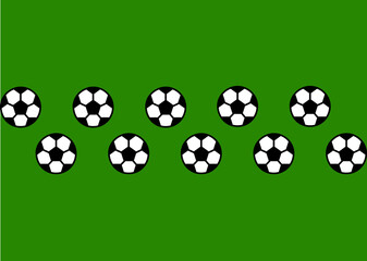 Soccer ball on green background. Football seamless pattern. Vector soccer wk, ek banner