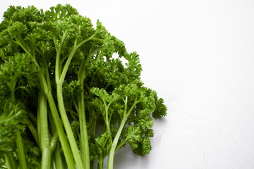 fresh parsley on the white