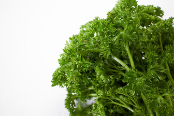 fresh parsley on the white