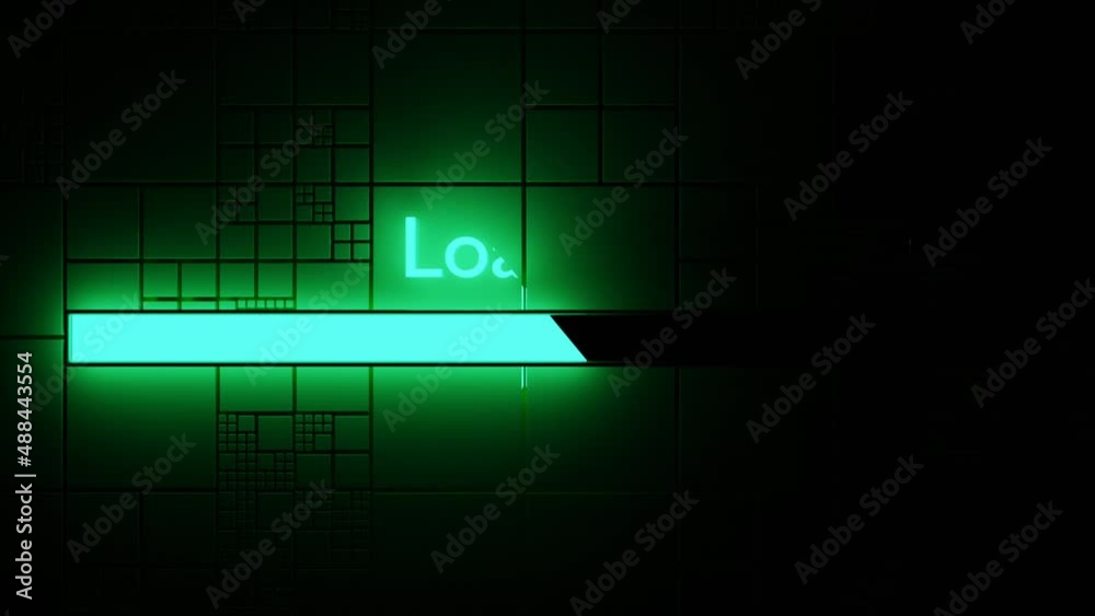 Poster animation of line progress, green neon background. design. abstract loading process, concept of tech
