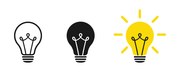 Lamp icons set. Idea lamp icon collection. Flat style - stock vector