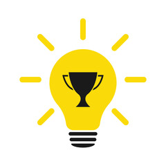 Light bulb with award cup. Illustration