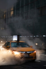 Obraz na płótnie Canvas Taxi in City Steam