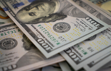 Fototapeta premium one hundred dollars closeup background