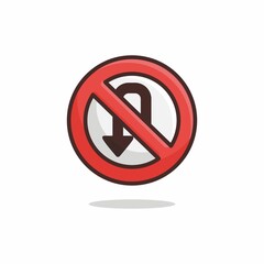 Fototapeta premium No u-turn. No u-turn flat style isolated on a white background - stock vector.