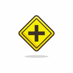 Obraz premium Crossroad ahead signs icon. Crossroad ahead signs flat style isolated on a white background - stock vector.