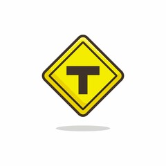 Intersection ahead signs icon. Intersection ahead signs flat style isolated on a white background - stock vector.
