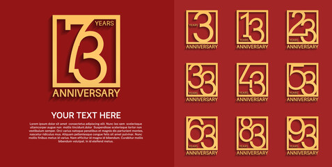 set anniversary logotype premium collection golden color in square isolated on red background