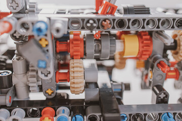 building with  blocks on a light background in close-up