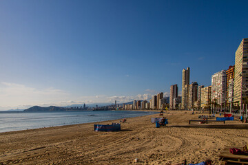 landscape of Benidorm Spain in a sunny day on the seashore