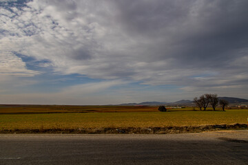  serene minimalist landscape aragon spain in winter day