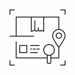scanning and researching box line icon vector illustration