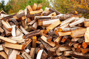 Stock of firewood for heating the house.