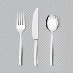 Set of fork, knife and spoon. Vector illustration. Ready for your design. EPS10.	