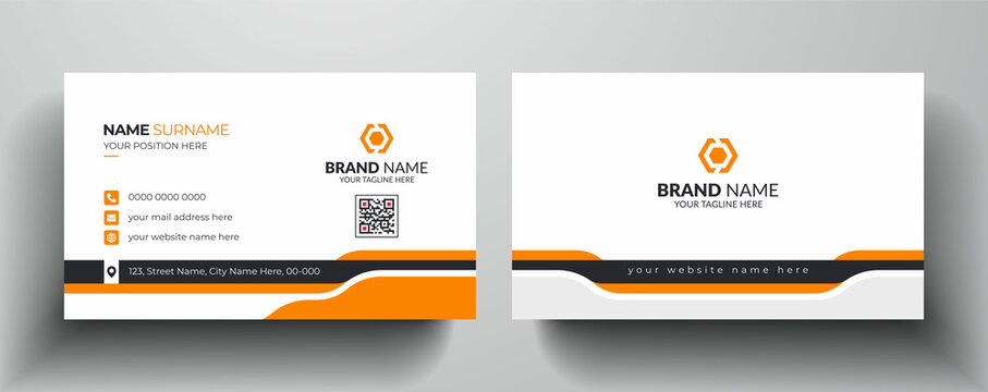 Modern and minimalist orange color business card layout