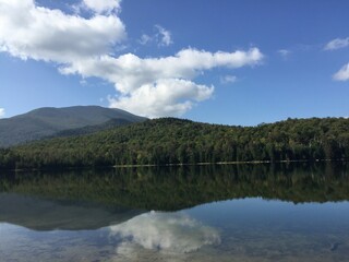 reflections of clouds in lake