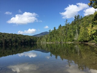reflections of clouds in lake
