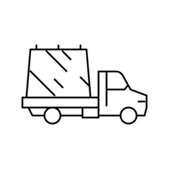 glass transportation on truck line icon vector illustration