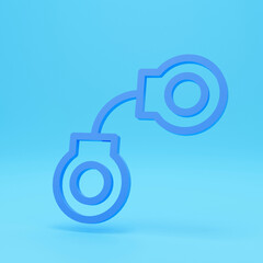 Arrest icon. 3d render of arrest icon. 3d icon of cuff isolated on colour background