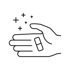 hand holding homeopathy pill line icon vector illustration