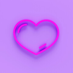 3d render of Outline heart icon isolated on colour background. Line love symbol for website design, mobile application, logo, ui. Editable stroke. 3d render illustration