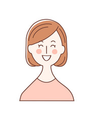 smiling brown haired woman in pink dress