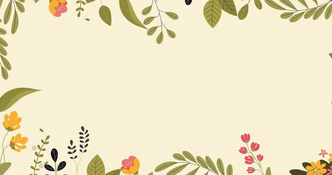 leaf plant background looping animation surrounding the empty space for text