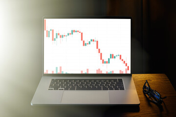 Stock Market Crash, drop in stock prices. Falling trading charts. Business and finance, investment in stock market.